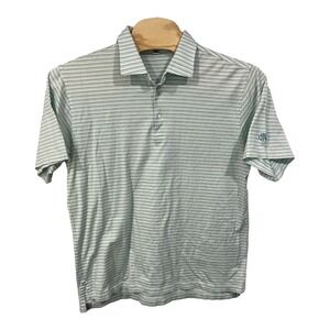 Peter Millar Mens Golf Polo Shirt Men's XL Blue Green White Striped Arm Logo